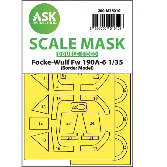 Art Scale Kit M35010 1/35 Focke-Wulf Fw 190A-6 Double-sided Paint Mask for Border Model