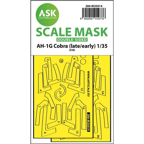 Art Scale Kit M35014 1/35 AH-1G Cobra (Early/Late) Double-Sided Express Fit Painting Mask for ICM