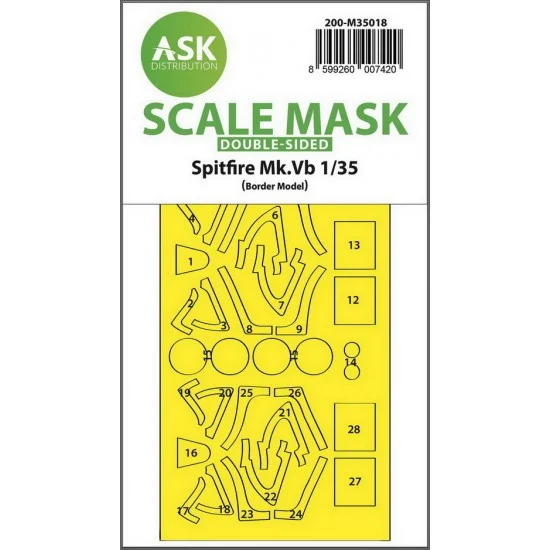 Art Scale Kit M35018 1/35 Spitfire Mk.Vb Double-sided Express Fit Mask for Border Model kits