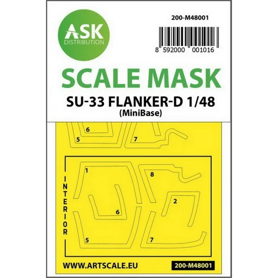 Art Scale Kit M48001 1/48 Su-33 Flanker D Double-sided Paint Masking for Minibase