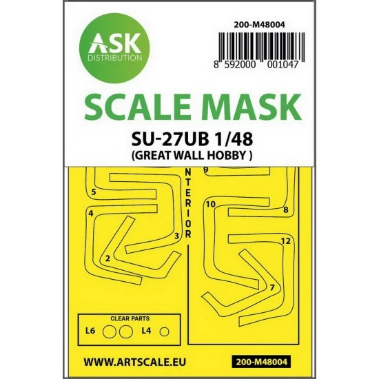 Art Scale Kit M48004 1/48 SU-27UB Double-sided Paint Masking for Great Wall Hobby