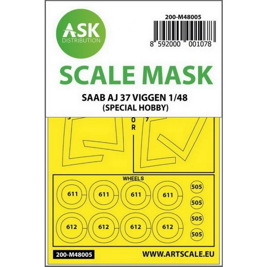 Art Scale Kit M48005 1/48 SAAB AJ 37 Viggen Double-sided Paint Masking for Special Hobby