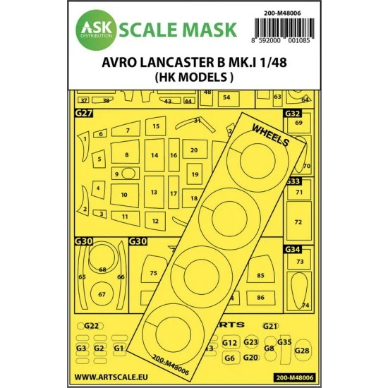 Art Scale Kit M48006 1/48 Avro Lancaster Mk.I B outside Paint Masking for HK Models - Model Planes