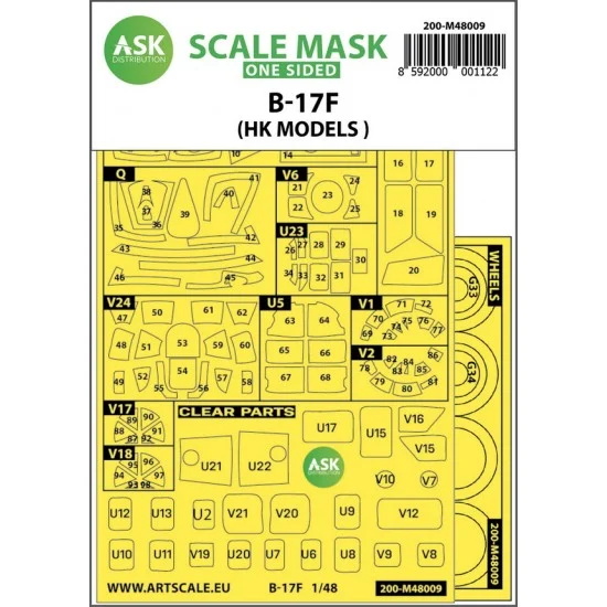 Art Scale Kit M48009 1/48 B-17F Flying Fortress outside Paint Masking for HK Models