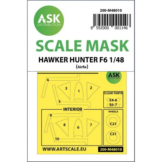 Art Scale Kit M48010 1/48 Hawker Hunter F.6 Double-sided Paint Masking for Airfix