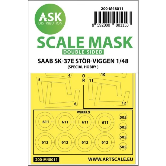 Art Scale Kit M48011 1/48 SAAB SK-37E Stor-Viggen Double-sided Paint Masking for Special Hobby