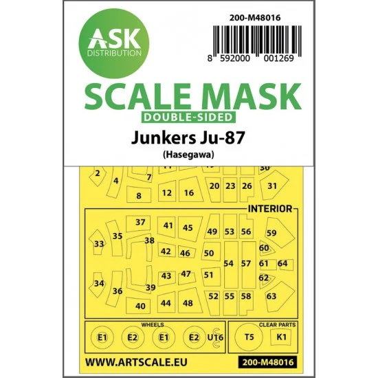Art Scale Kit M48016 1/48 Junkers Ju 87D Double-sided Paint Masking for Hasegawa / Hobby2000