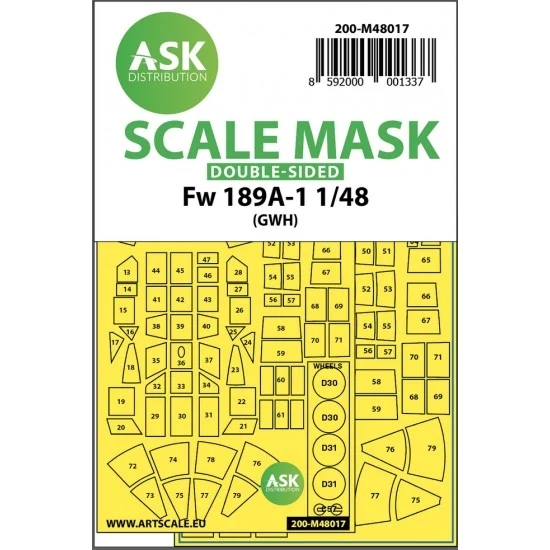 Art Scale Kit M48017 1/48 Focke Wulf Fw 189 Double-sided Paint Masking for Great Wall Hobby