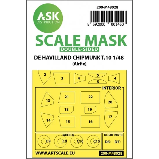 Art Scale Kit M48028 1/48 De Havilland Chipmunk T.10 Double-sided Paint Masking for Airfix