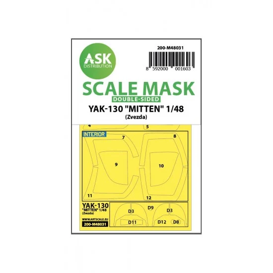Art Scale Kit M48031 1/48 Yak-130 "Mitten" Double-sided Paint Masking for Zvezda kits