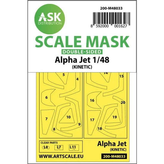 Art Scale Kit M48033 1/48 Alpha Jet Double-sided Paint Masking for Kinetic kits