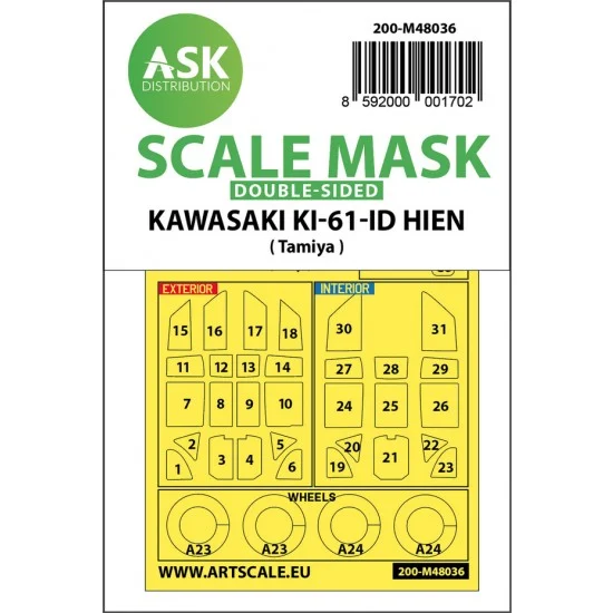 Art Scale Kit M48036 1/48 Kawasaki Ki-61-ID Hien Double-sided Paint Masking for Tamiya kits