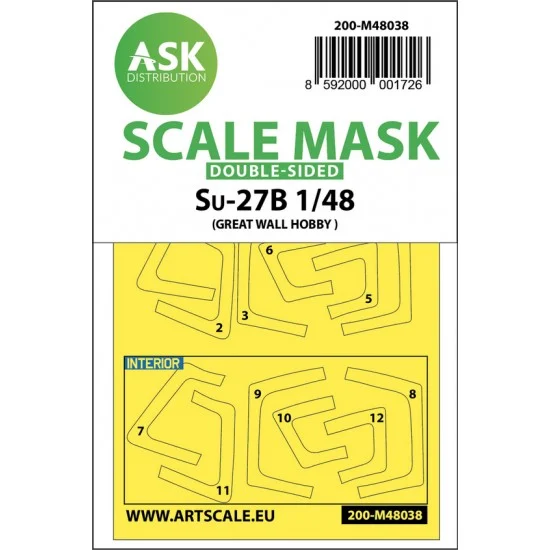 Art Scale Kit M48038 1/48 SU-27 Flanker B Double-sided Paint Masking for Great Wall Hobby kits