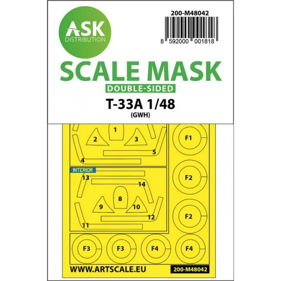 Art Scale Kit M48042 1/48 T-33A Double-sided Paint Masking for Great Wall Hobby kits