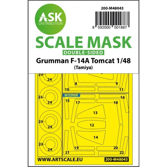 Art Scale Kit M48043 1/48 F-14A Tomcat Double-sided Paint Masking for Tamiya kits