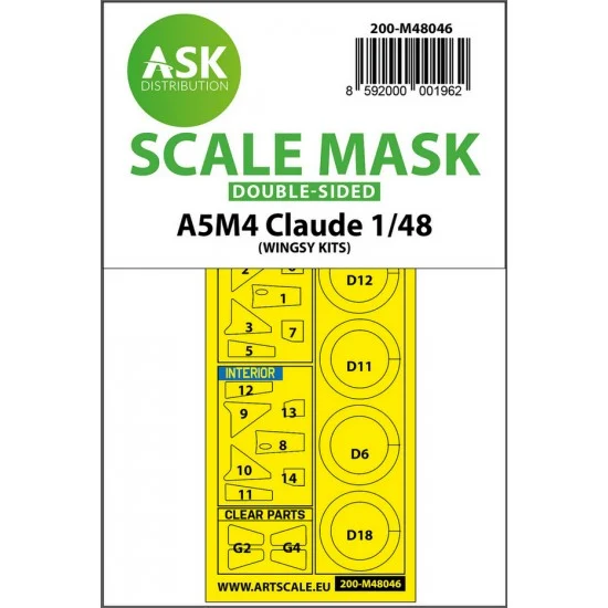 Art Scale Kit M48046 1/48 A5M4 Claude Double-sided Paint Masking for Wingsy kits