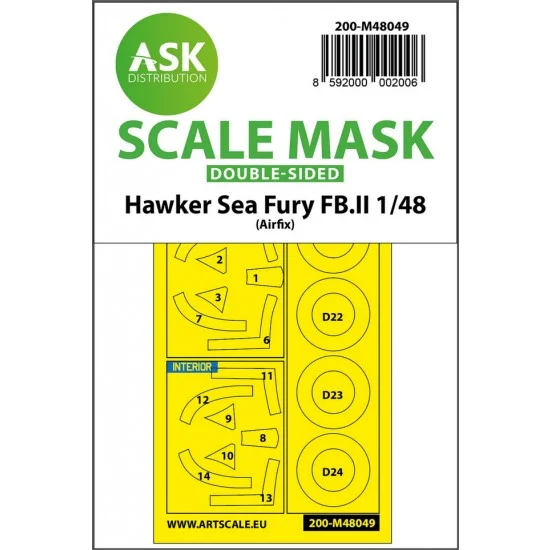 Art Scale Kit M48049 1/48 Hawker Sea Fury FB.11 Double-sided Paint Masking for Airfix kits