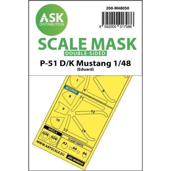 Art Scale Kit M48050 1/48 P-51D/K Mustang Double-sided Paint Masking for Eduard kits
