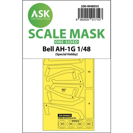 Art Scale Kit M48055 1/48 Bell AH-1G One-sided Paint Masking for Special Hobby kits