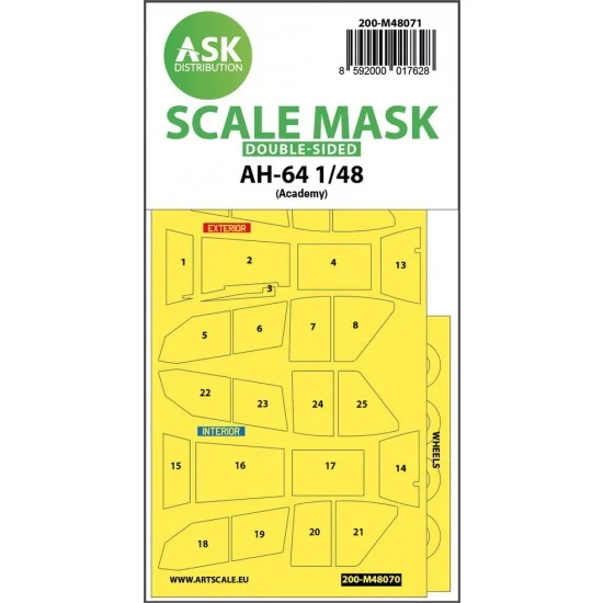 Art Scale Kit M48071 1/48 Boeing AH-64 Apache Double-sided Masking for Academy kits