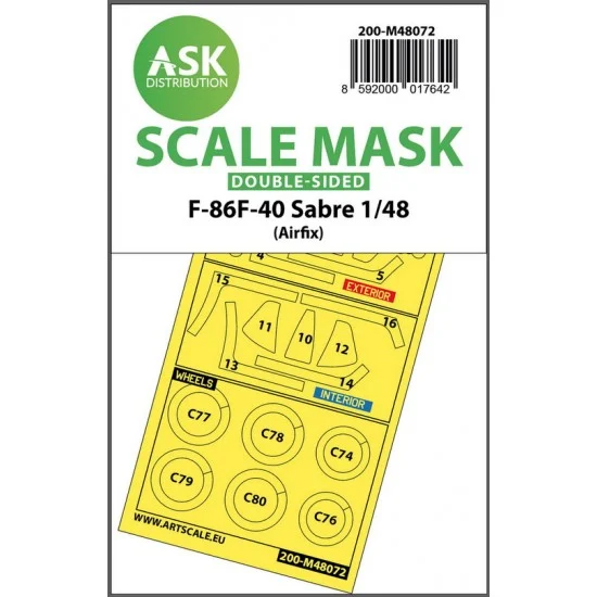 Art Scale Kit M48072 1/48 F-86F-40 Sabre Double-sided Masking for Airfix kits