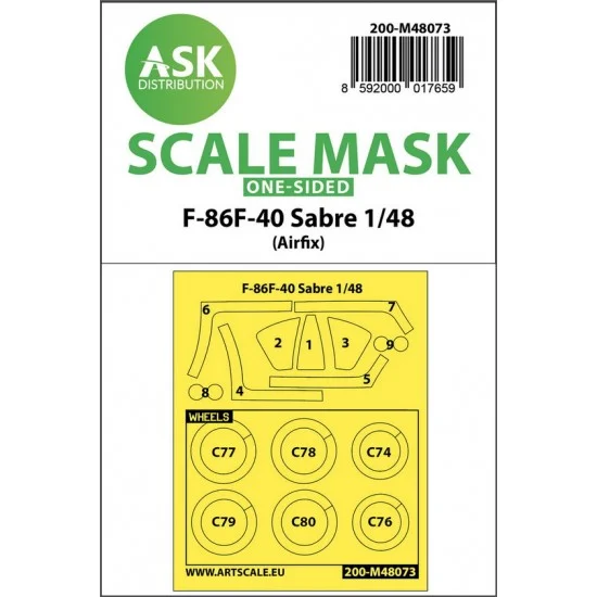Art Scale Kit M48073 1/48 F-86F-40 Sabre One-sided Masking for Airfix kits
