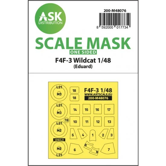 Art Scale Kit M48076 1/48 Grumman F4F-3 Wildcat One-sided Express Masking for Eduard kits