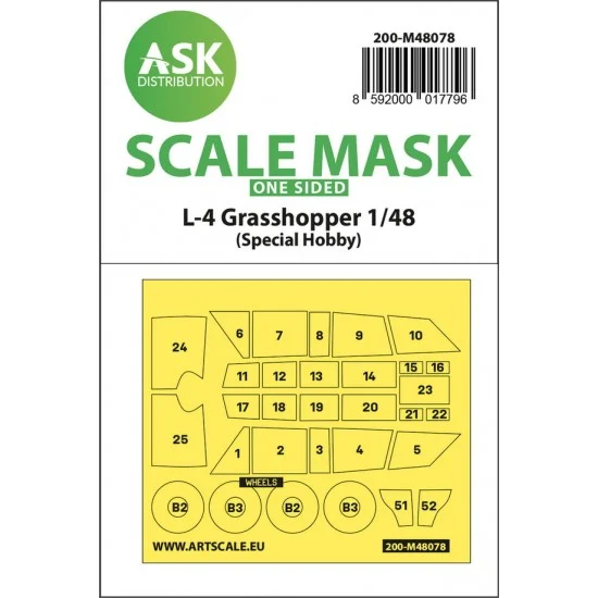 Art Scale Kit M48078 1/48 L-4 Grasshopper One-sided self-adhesive Masking for Special Hobby kits