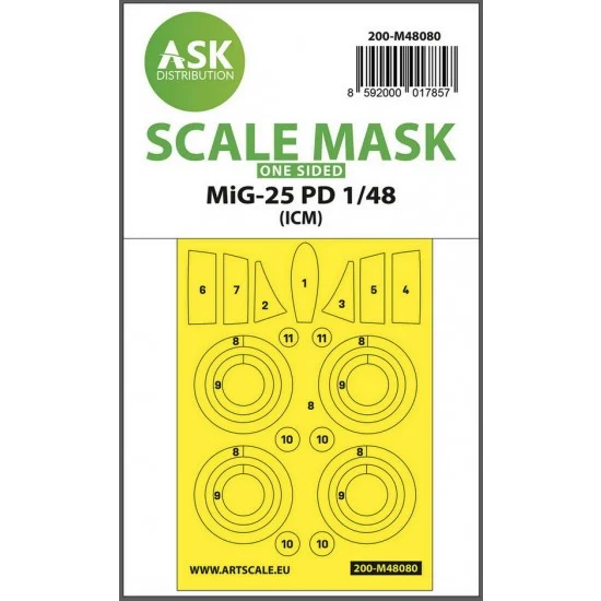 Art Scale Kit M48080 1/48 MiG-25 PD One-sided Masking self-adhesive pre-cutted for ICM kits