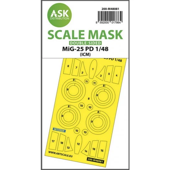 Art Scale Kit M48081 1/48 MiG-25 PD Double-sided Masking self-adhesive pre-cutted for ICM kits