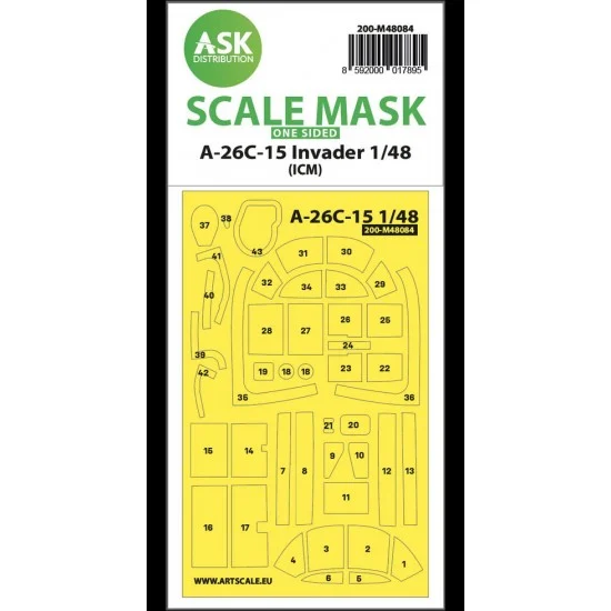 Art Scale Kit M48084 1/48 Douglas A-26C-15 Invader One-sided Masking self-adhesive pre-cutted for ICM kits