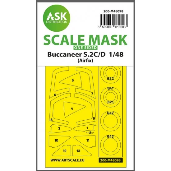 Art Scale Kit M48098 1/48 Buccaneer S.2C/D One-sided Masking self-adhesive, pre-cutted for Airfix kits