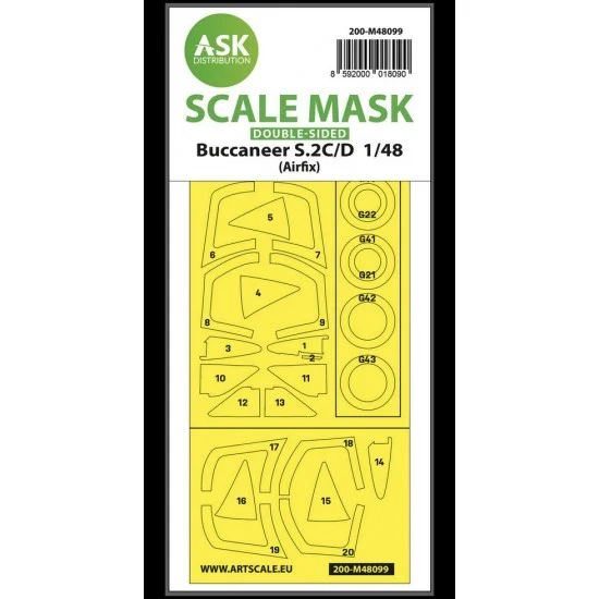Art Scale Kit M48099 1/48 Buccaneer S.2C/D Double-sided Masking self-adhesive, pre-cutted for Airfix kits