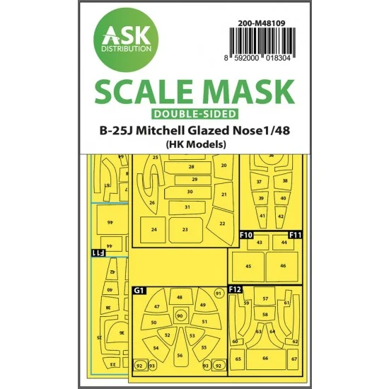 Art Scale Kit M48109 1/48 B-25J Mitchell Double-sided Masking (self-adhesive pre-cutted) for HK Models