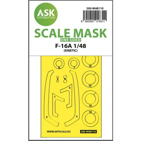 Art Scale Kit M48110 1/48 F-16A One-sided Express Masking (self-adhesive pre-cutted) for Kinetic
