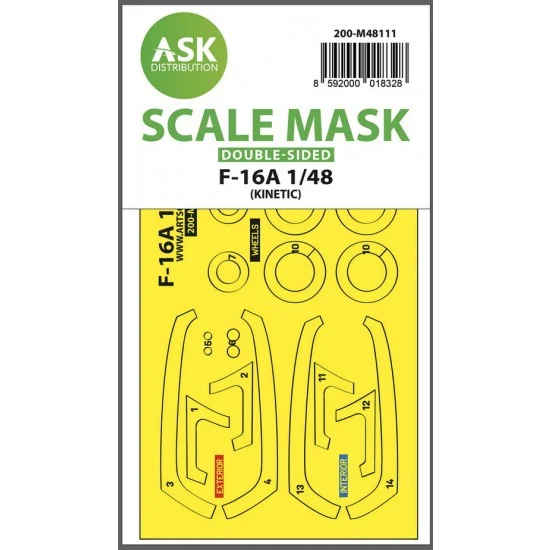 Art Scale Kit M48111 1/48 F-16A Double-sided Express Masking (self-adhesive pre-cutted) for Kinetic