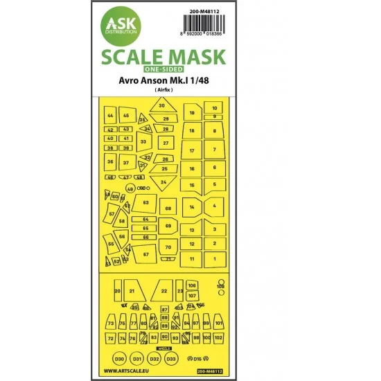Art Scale Kit M48112 1/48 Avro Anson Mk.I One-sided Masking for Airfix kits