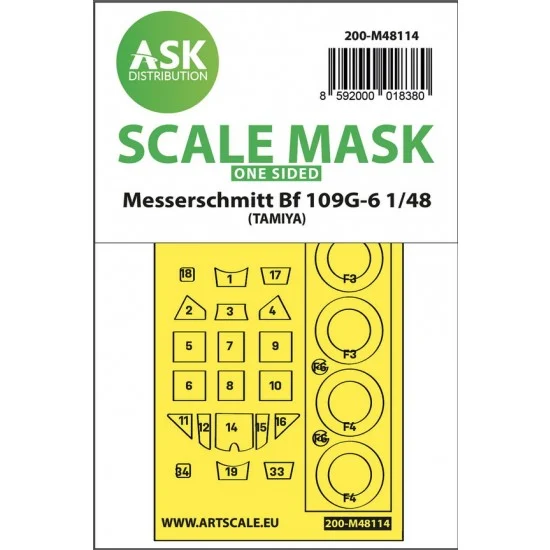 Art Scale Kit M48114 1/48 Messerschmitt Bf 109G-6 One-sided Masking for Tamiya kits