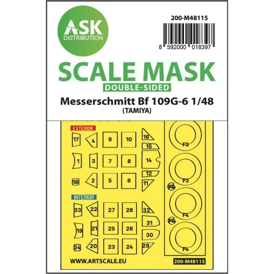 Art Scale Kit M48115 1/48 Messerschmitt Bf 109G-6 Double-sided Masking for Tamiya kits