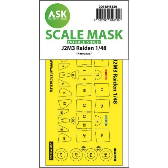 Art Scale Kit M48120 1/48 J2M3 Raiden Double-sided Express Self-adhesive Pre-cutted Masking for Hasegawa