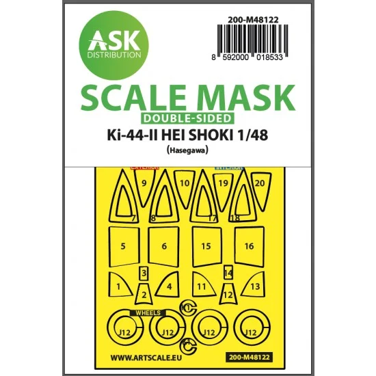 Art Scale Kit M48122 1/48 Ki-44-II HEI SHOKI Double-sided Express Self-adhesive Masking for Hasegawa