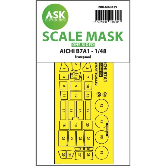 Art Scale Kit M48129 1/48 AICHI B7A1 One-sided Express Masking for Hasegawa kits