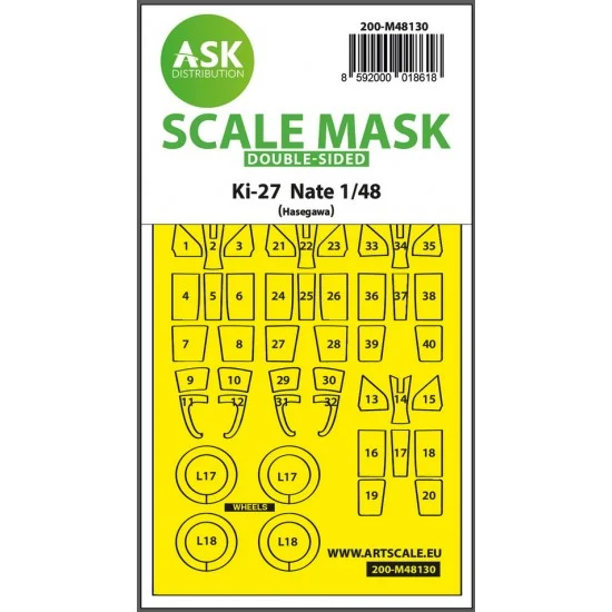 Art Scale Kit M48130 1/48 Ki-27 Nate Double-sided Express Masking for Hasegawa kits