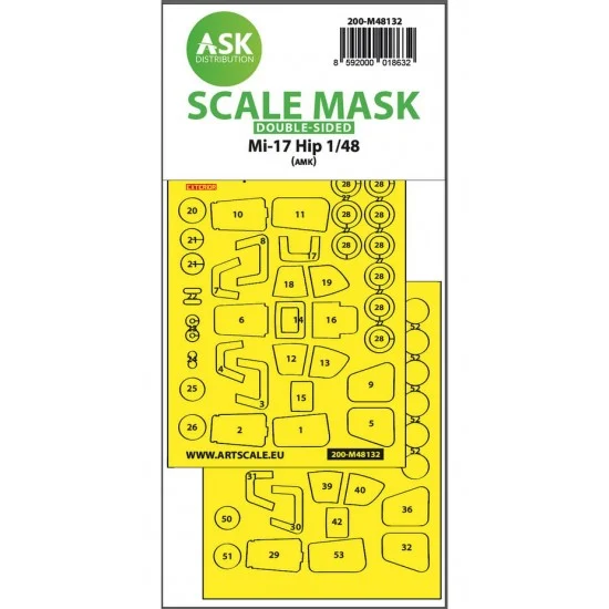Art Scale Kit M48132 1/48 Mil Mi-17Hip Double-sided Express Masking for AMK kits