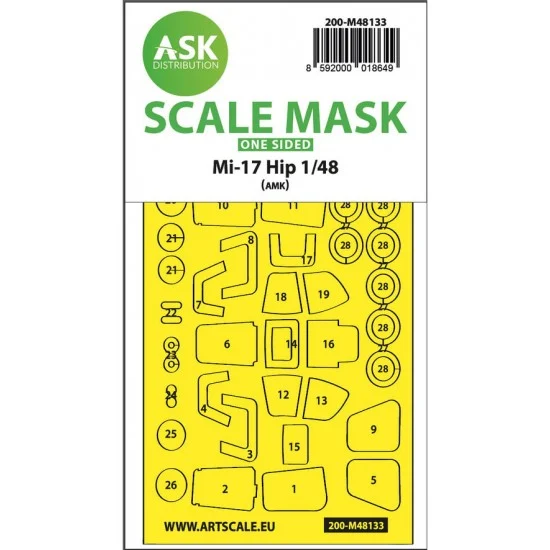 Art Scale Kit M48133 1/48 Mil Mi-17Hip One-sided Express Masking for AMK kits