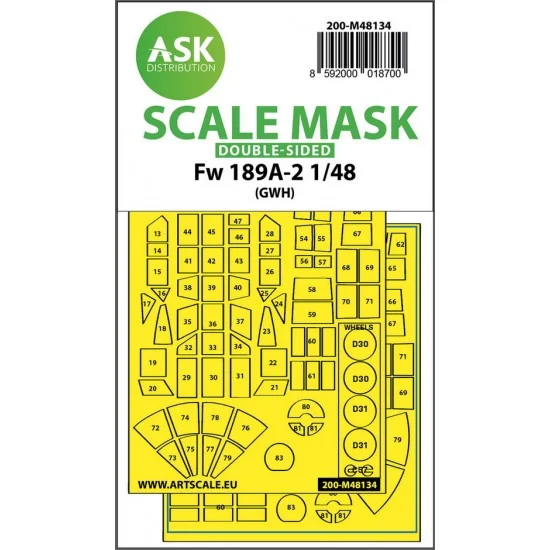 Art Scale Kit M48134 1/48 Fw 189A-2 Double-sided Express Masking for Great Wall Hobby kits