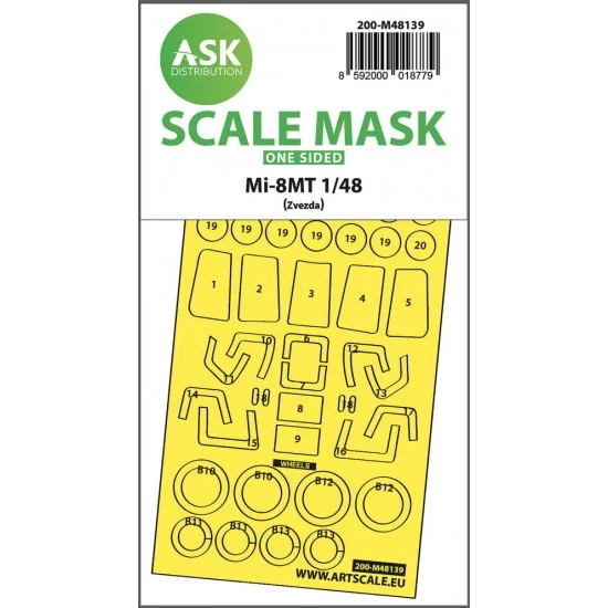 Art Scale Kit M48139 1/48 Mil Mi-8MT One-sided Express fit Masking for Zvezda kits