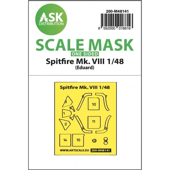 Art Scale Kit M48141 1/48 Spitfire Mk.VIII One-sided Express fit Masking for Eduard kits
