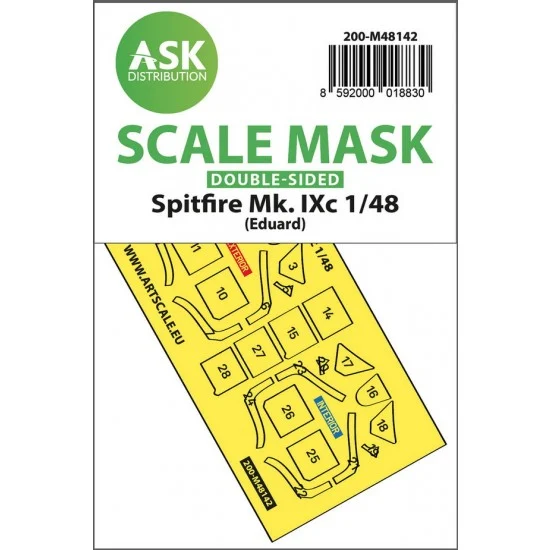 Art Scale Kit M48142 1/48 Spitfire Mk.IXc Double-sided Express fit Masking for Eduard kits