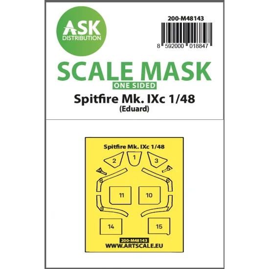 Art Scale Kit M48143 1/48 Spitfire Mk.IXc One-sided Express fit Masking for Eduard kits